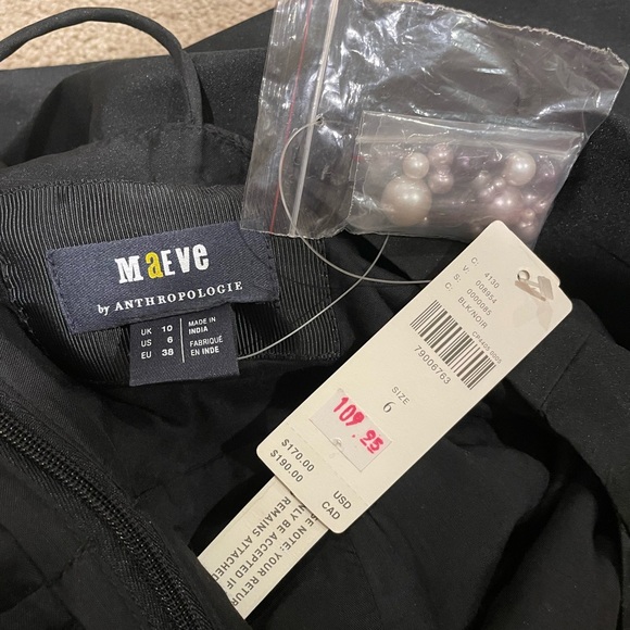 Anthropologie Maeve Embellished Sweetheart Mini Black Dress - Picture 3 of 3